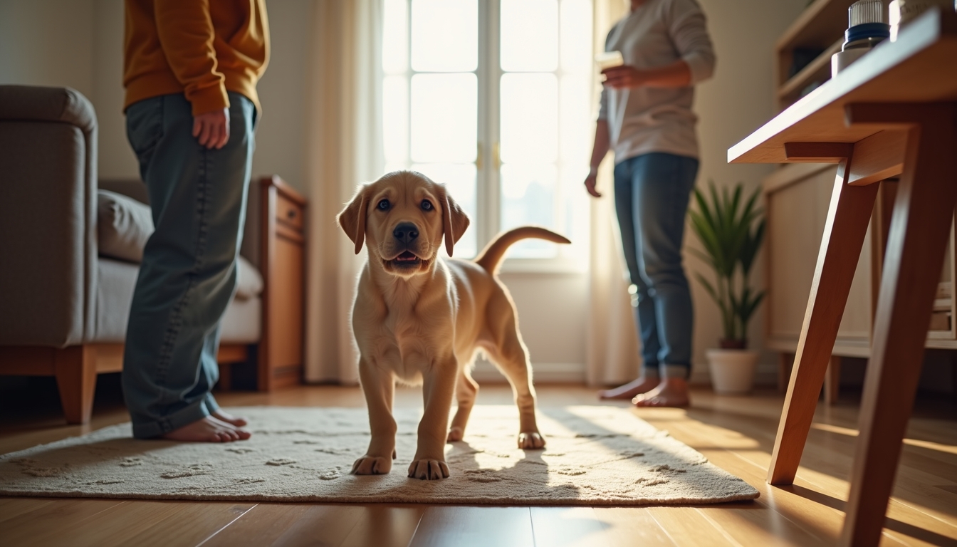 Labrador kölyök elterelt figyelem.