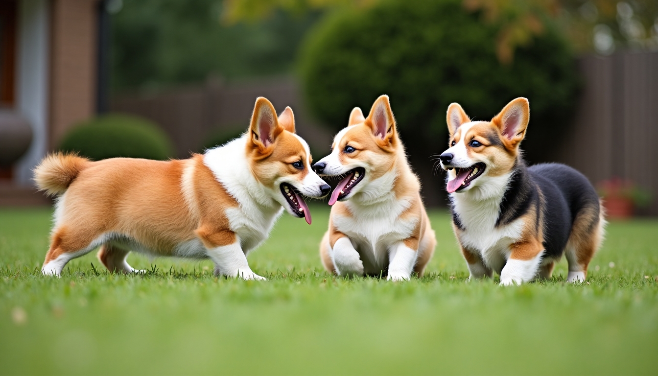 Négy Corgi játékos pillanatai